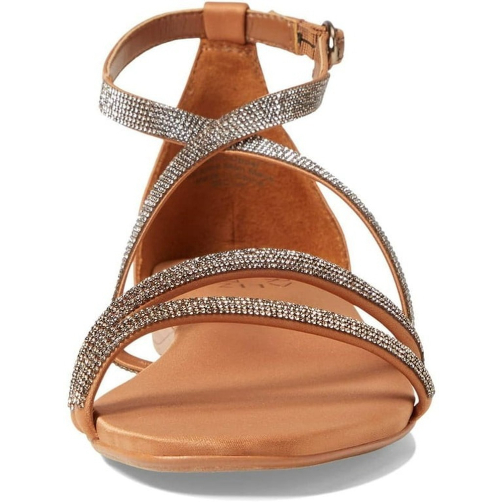 Naturalizer Women Strappy Flat ELegant Sandal SZ 9 WIDE BROWN BRONZE Embellished - Picture 6 of 14